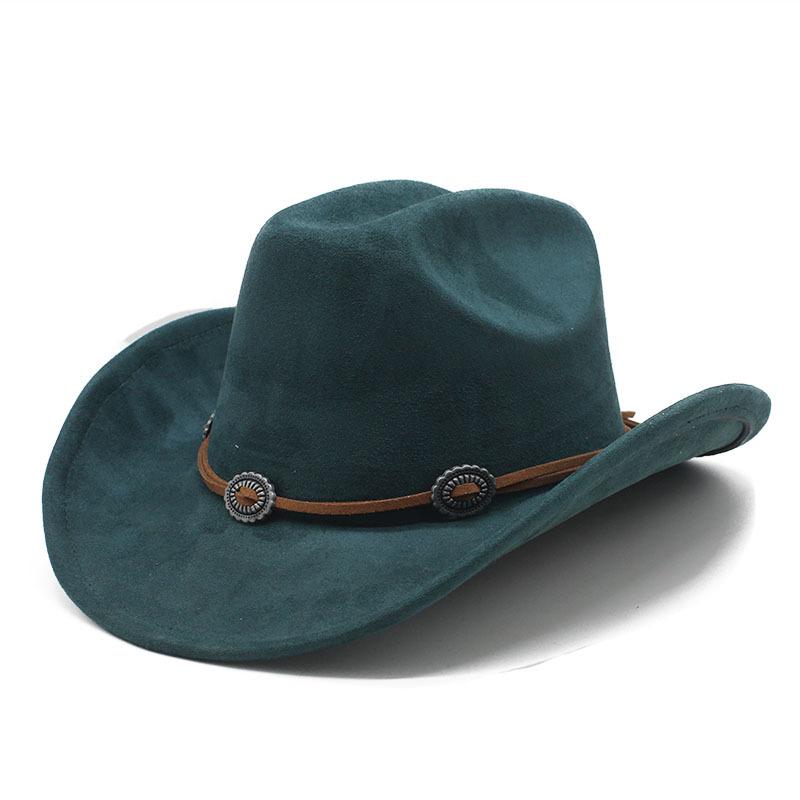 Ethnic Style Suede Western Cowboy Hat Woolen Jazz Top Hat Men And Women'S Ethnic Style Autumn And Winter Felt Hat Big Eaves Hat