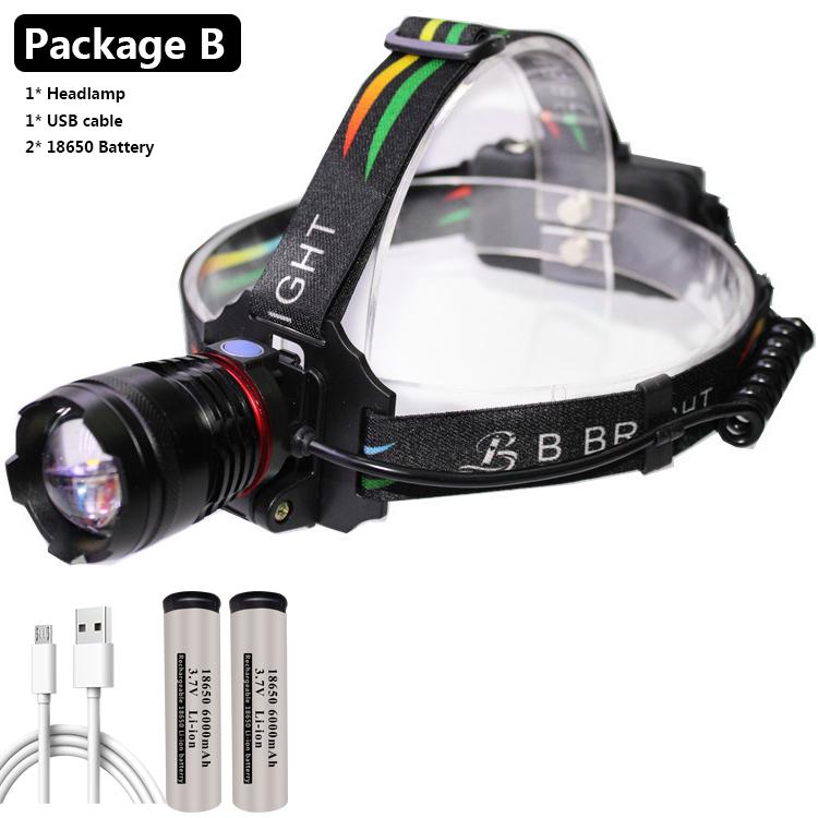 Xhp70 Мощный налобный фонарь Фара-фонарик Фара 32 Вт 4291 лм Светодиодные лампы 2*18650 Батарея Увеличение/Уменьшение Литий-ионный Litwod