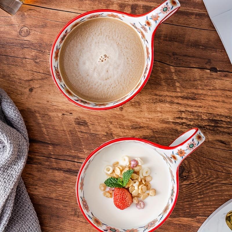 [Керамика | Богемский цветочный] Керамическая кофейная чашка, безопасная для микроволновой печи | Овальной формы | Идеально подходит для послеобеденного чая, десертов, на одну чашку (Ложка не входит в комплект)