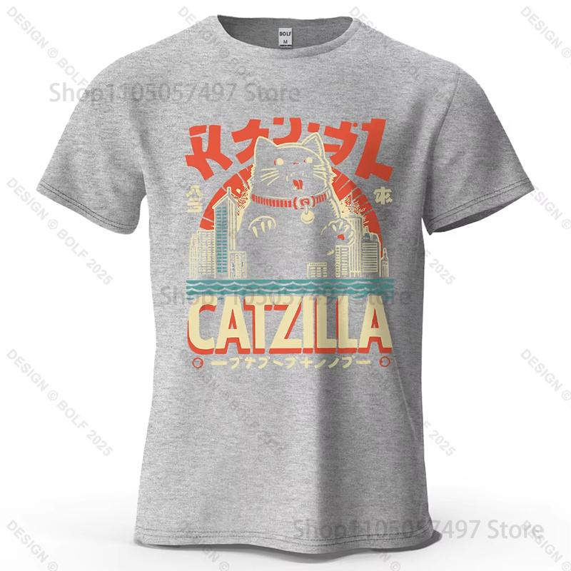 Catzilla Funny Printed Unisexs Tshirt Fashion Oversized Trendy Graphic Tees For Women Tops Tees Streetwear