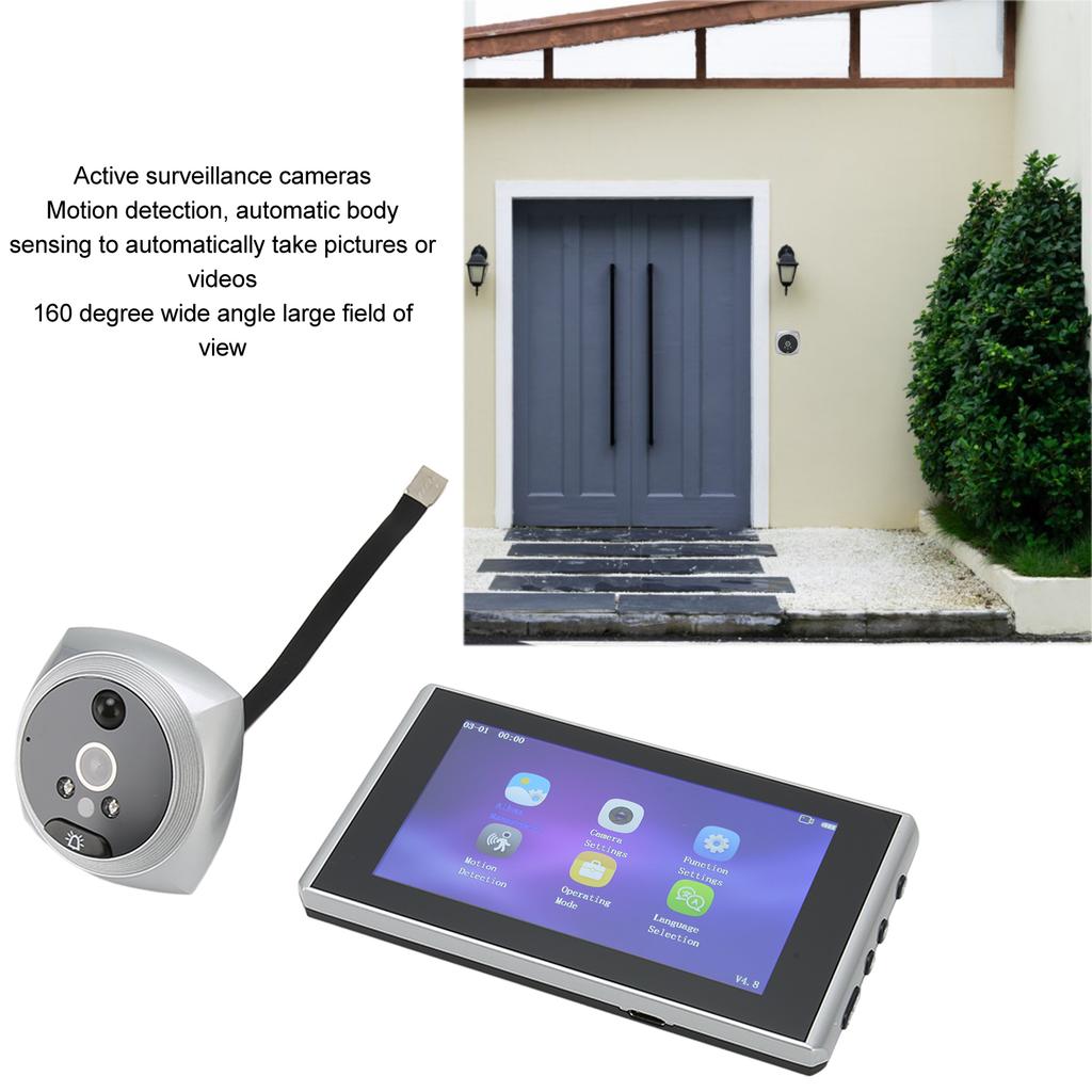 4.5in Smart Digital Door Viewer 160 Degree 1080P 2MP Camera Door Bell With IR Night Vision for Home