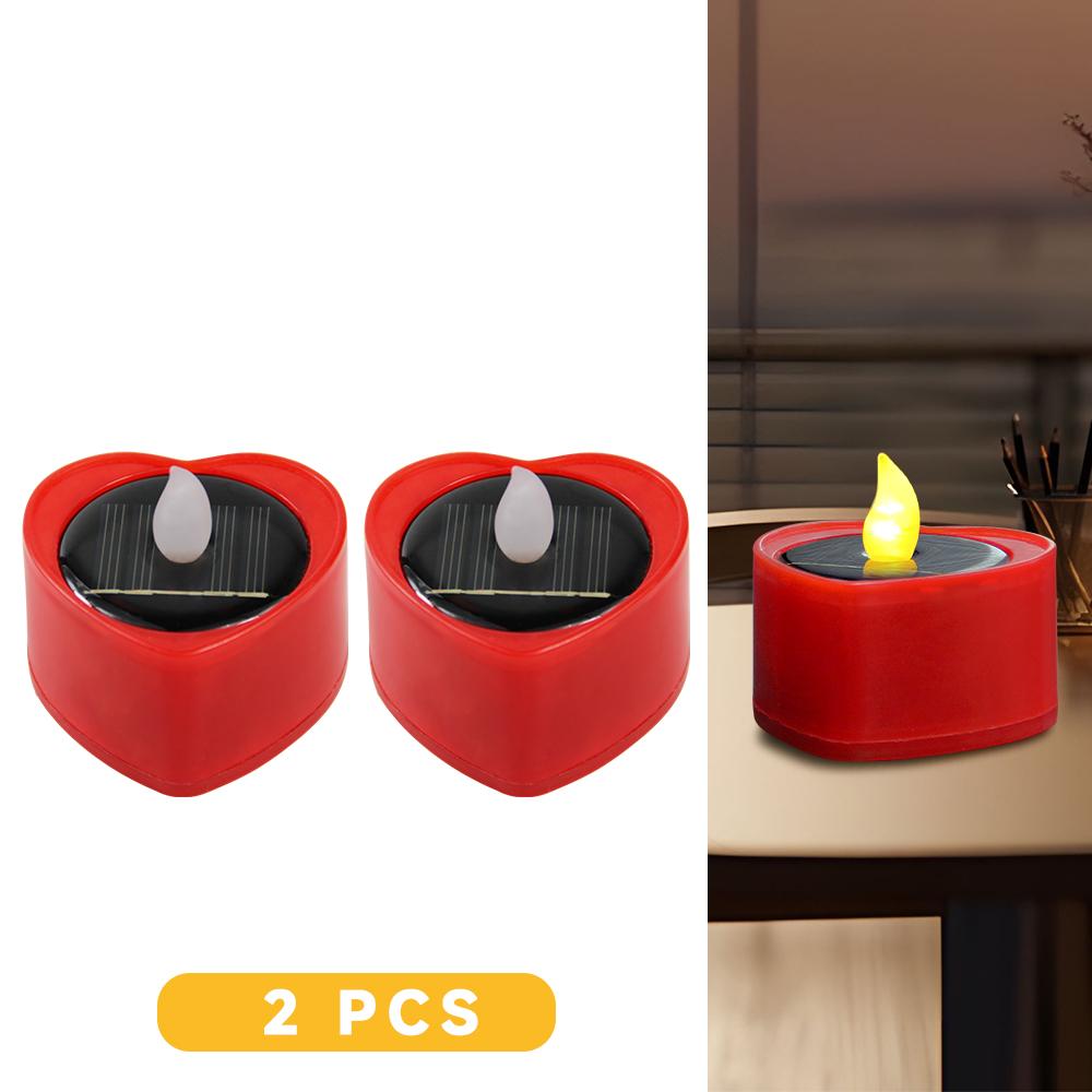Solar Candle Light Flameless Solar Tea Light Festive Lamp Warm White Terrace Lamp Romantic Decorations for Valentine's Day