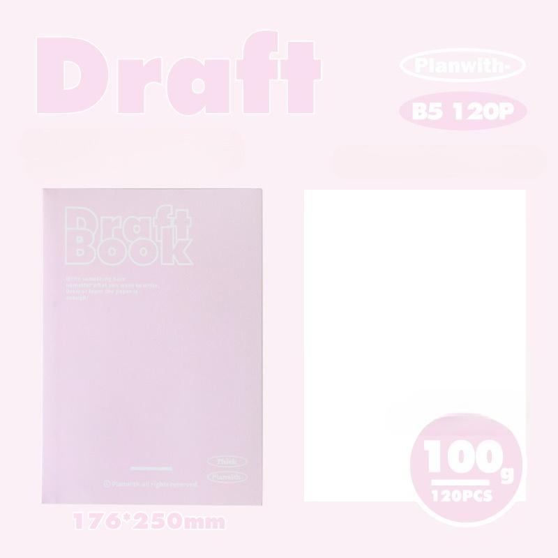 Planwith Friends Project Thick Series Draft Book, Blank Inner Page Flat Spread Draft Book Student Notebook