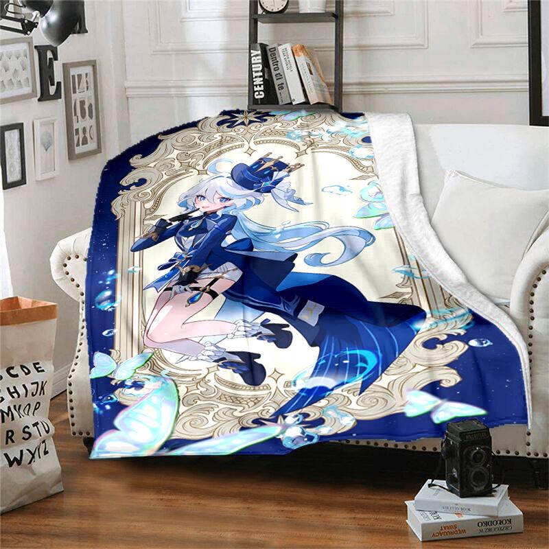 1pc Blanket Genshin Impact Furina Print Design, Lightweight Blanket for Sofa, Bed- Soft &Warm, Gift for All Seasons like Christmas, Halloween