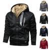 Men's Solid Color Zippered Fleece Hooded Sweatshirt Jacket Men's Sports Large Size Casual Fleece Sweatshirt Jacket