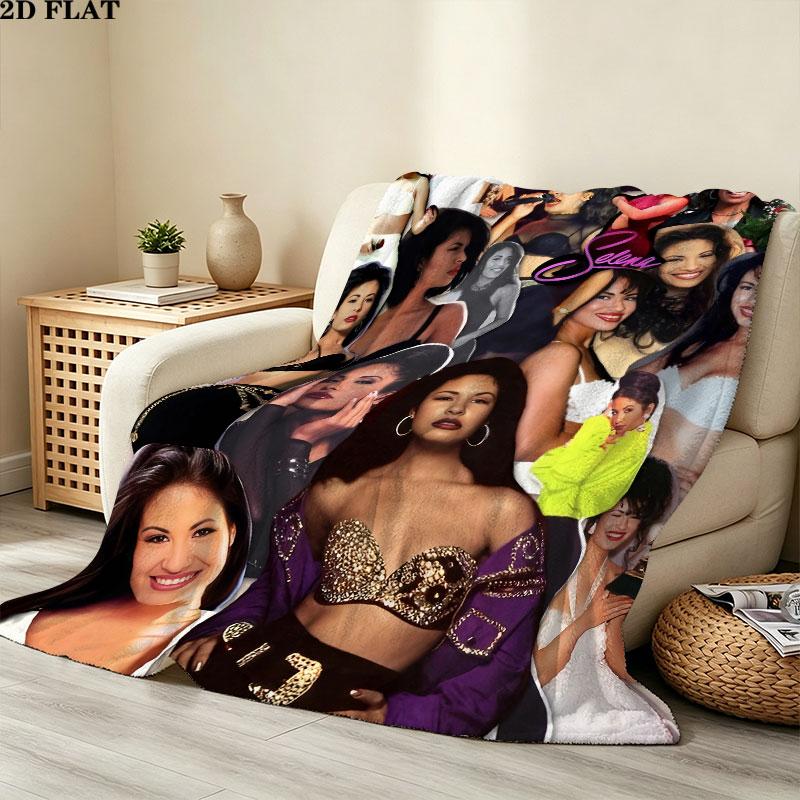 1PC Selena Quintanilla Patterned Flannel Blanket Suitable For All Seasons For Home Decor Warmth And Comfort Gifts Holiday Present