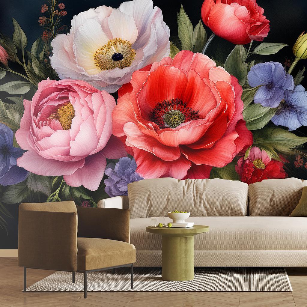 Wallpaper Bouquet Coloured