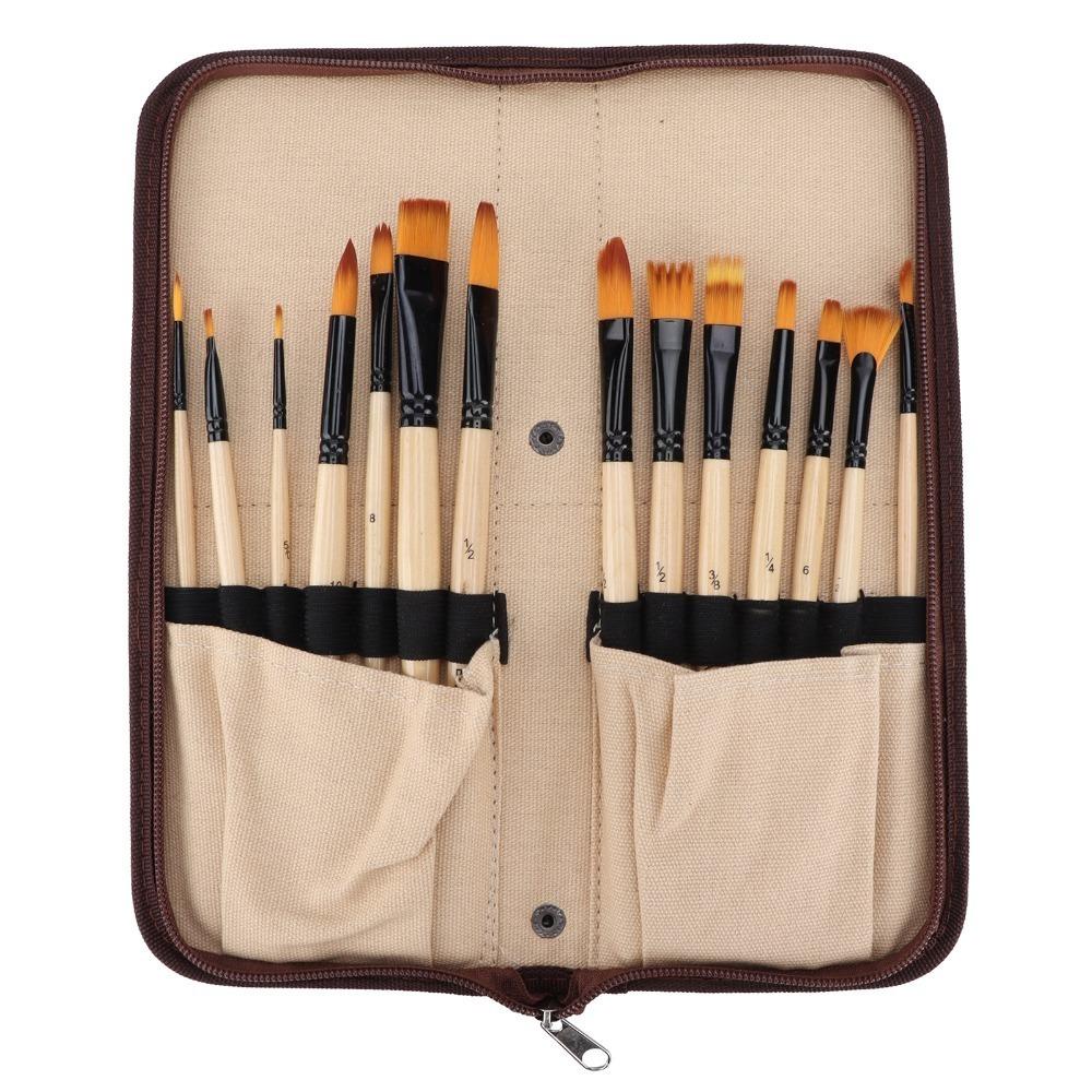 14PCS solid connecting fittings canvas bag painting brushes oil pigment coating