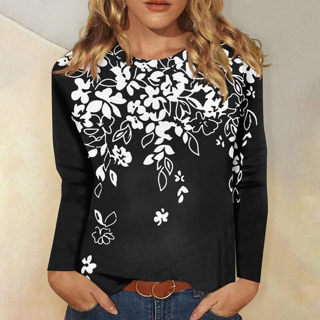 Рубашки с длинным рукавом для женщин, милые футболки с графическим принтом, блузки, повседневные базовые топы больших размеров, пуловеры