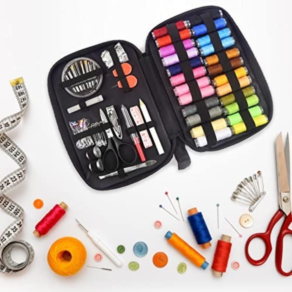 90PCS Multi-function Needle and Thread Kit Portabe Cross-Mirror Needlework Sewing Box Set with Sewing Bag DIY Tools
