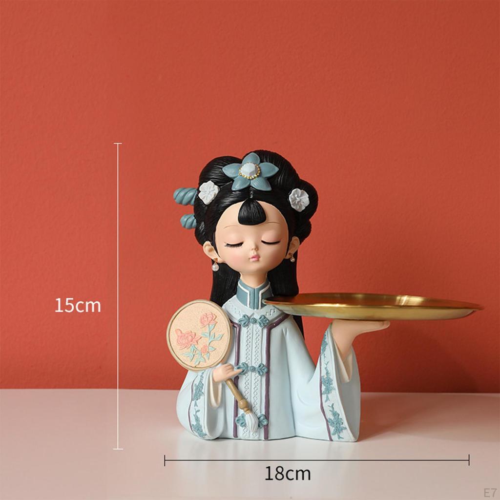 Статуэтка китайской девушки, декоративная входная ключница, полимерный материал, художественная статуя для хранения ювелирных изделий