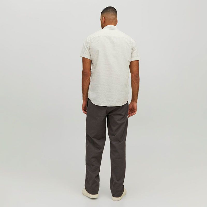 Мужская хлопковая рубашка в полоску с короткими рукавами JACK & JONES