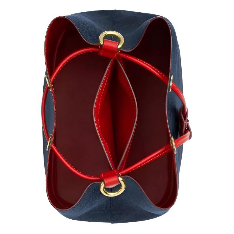 COACH RowanSignature 22 Brand Logo Classic Coated Canvas Bucket Bag Hand Shoulder Bag Small Women's Blue with Red