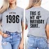 УнисексS Повседневная футболка с винтажным принтом '1986 Birthday 40th' Футболки Harajuku Футболки с коротким рукавом Повседневная эстетичная одежда Персонализированная