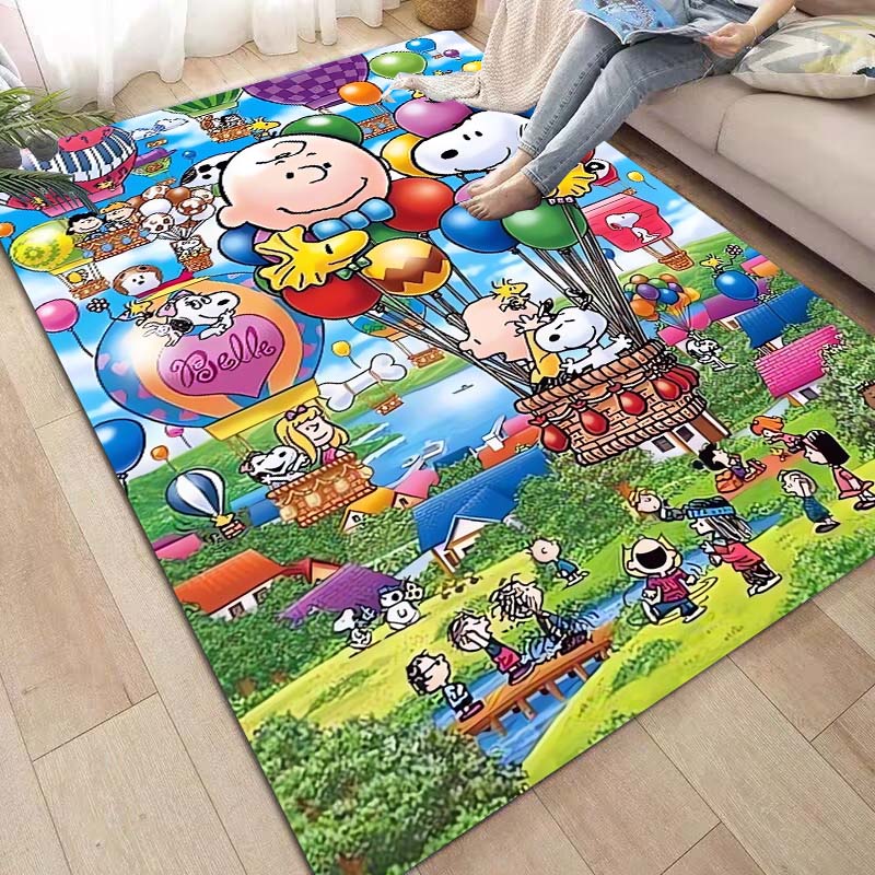 Non-slip area rug for living room with Snoopy cartoon design, soft rug for bedroom, children's playroom, sofa, home decor, doorm