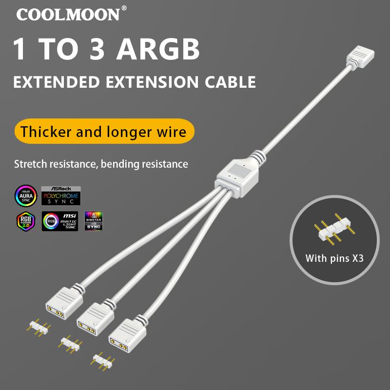 COOLMOON Gen 2 ARGB разветвитель 5V 3 Pin 1 на 4/3/2 Универсальный кабель-удлинитель ARGB для материнской платы с переходным пином Для DIY материнской платы
