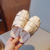 Детские тапочки, детские летние тапочки для девочек, мягкая подошва, принцесса, плетеный стиль, для дома и улицы, черные повседневные туфли с закрытым носком