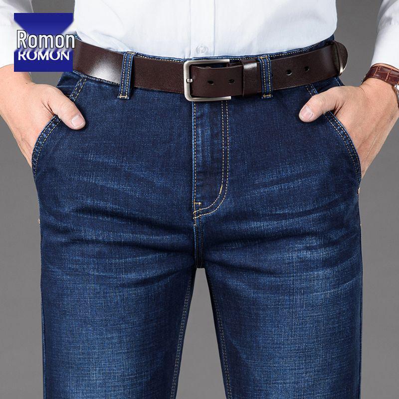 Мужские джинсы прямого кроя стрейч Romon - Осень/Зима 2025: Универсальные повседневные длинные брюки для среднего возраста