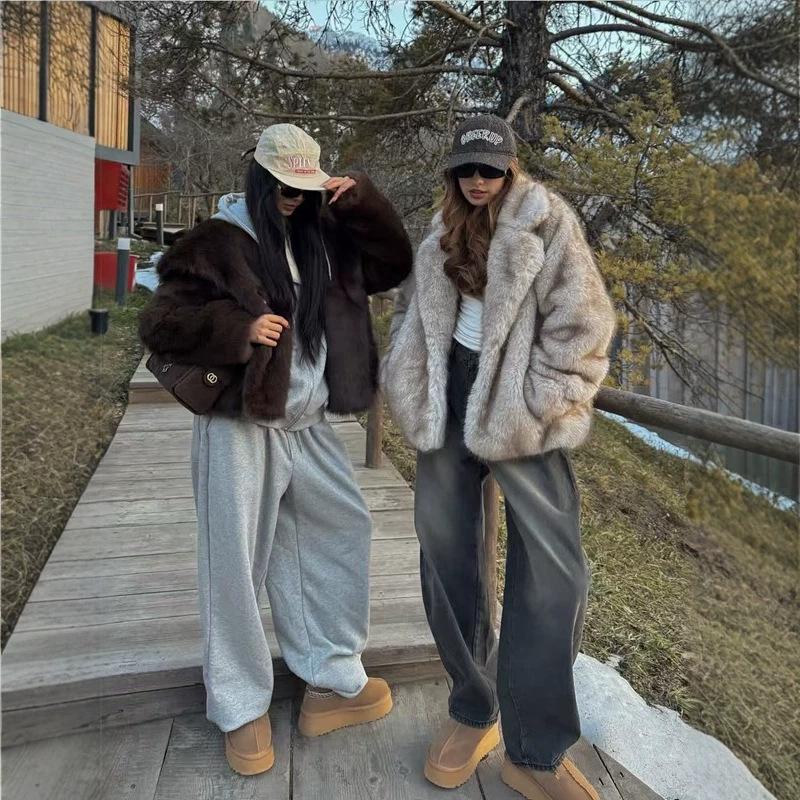European and American autumn and winter new fur coat women's artificial fur jacket loose medium and long fox fur coat