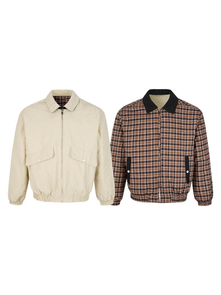 EME Yisheng Yi Ретро Клетчатая Двусторонняя Куртка с Лацканами для Мужчин: Стиль «Старые деньги», Верхняя одежда Осень/Зима