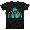 Футболка с черепом электрика и каской, Инструменты, Унисекс, Уличная одежда для электрика, Повседневный топ с коротким рукавом, 100% хлопок