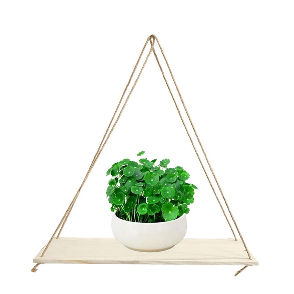 Premium Wood Swing Hanging Rope Wall Mounted Floating Shelves –Plant Flower Pot