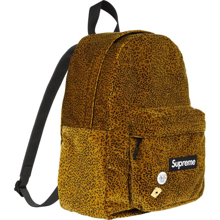 Supreme Бархатный рюкзак Бежевый Леопард