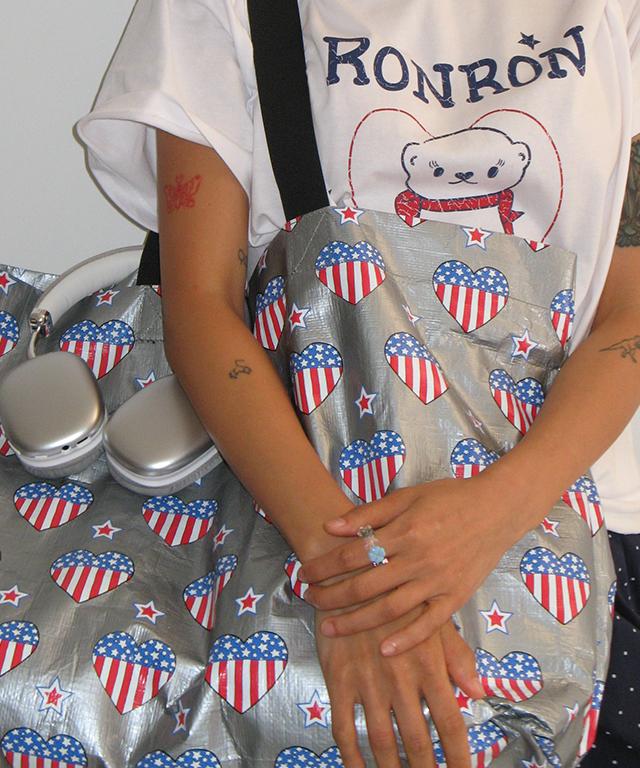 Сумка-брезент Ronron Heart Star Flag Серебристая