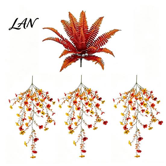 No Watering Faux Plants Fall Artificial for Hanging, UV-Resistant Flowers, Natural Style Fake Foliage Trailing Vines Autumn Porch Front Door