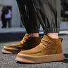Fashion Leather Classic Ankle Snow Boots For Men Autumn Non-slip Lace-up Shoes Outdoor Flats Brown High Top Men Sneakers