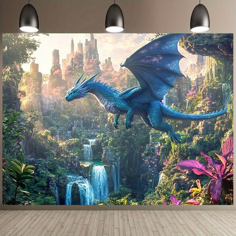 2D plane, vivid display effect - Fantasy Castle Dragon photography background banner. Suitable for indoor and outdoor ev