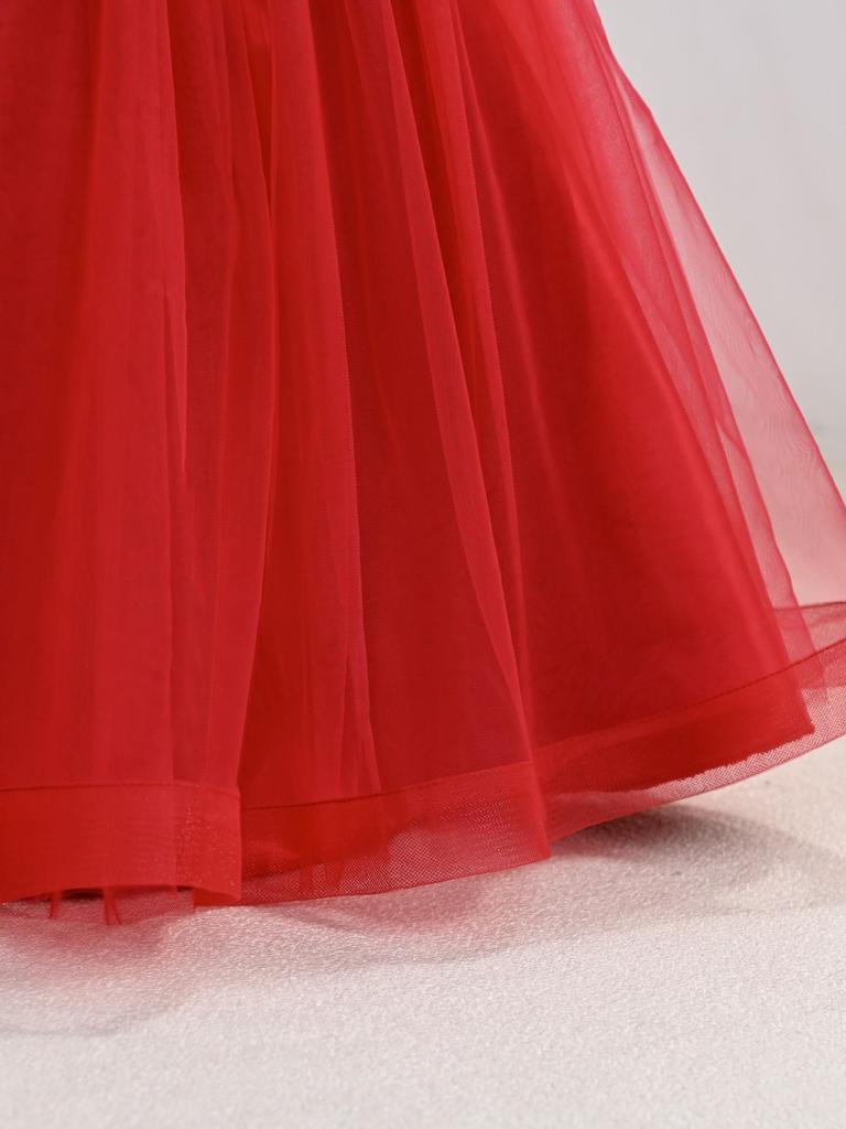 Европейское и американское сетчатое пышное платье принцессы в пол - Формальная одежда для девочки-цветочницы