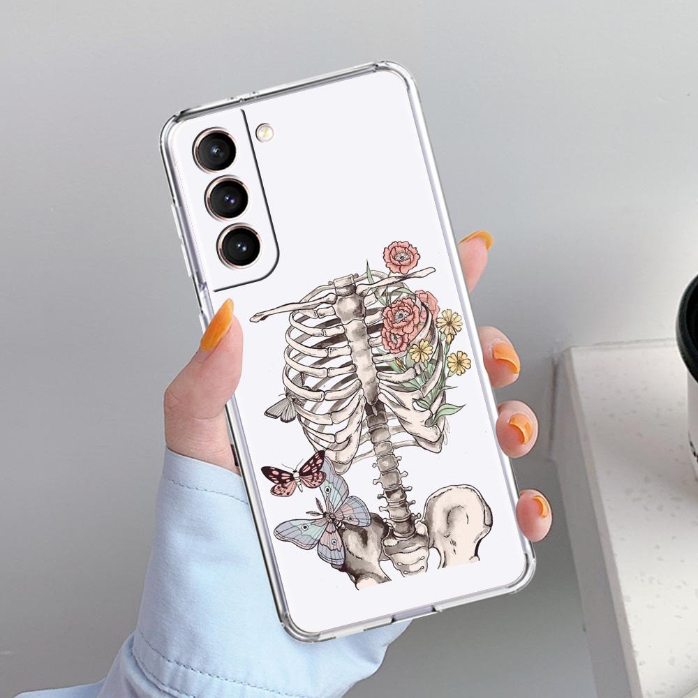 Чехол для телефона Samsung Galaxy S26 S25 S24 S23 S22 Ultra S20 S21 FE 5G Plus Мягкий Прозрачный Чехол Жесткий Розовый Фиолетовый Череп