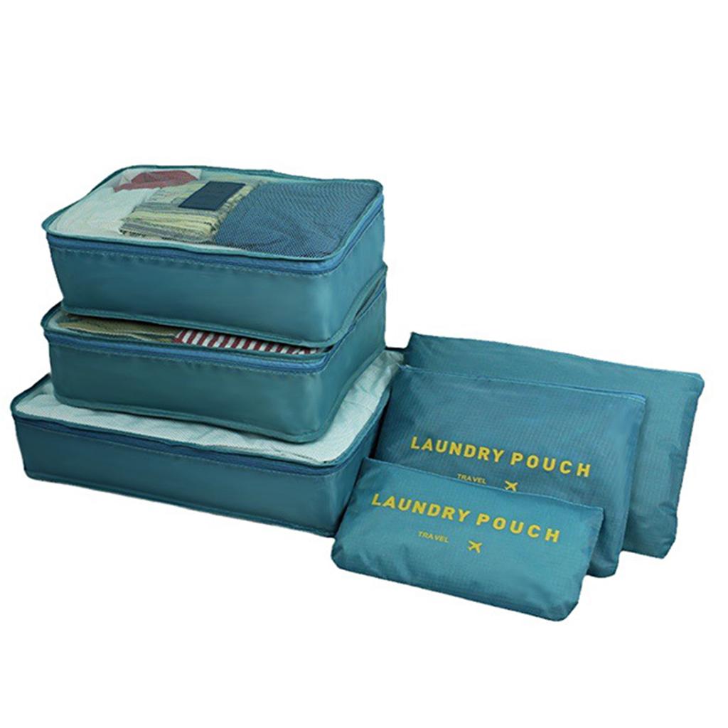 6pcs/Set Travel Luggage Packing Cubes Suitcase Clothes Storage Bag Organiser Foldable Clothing Organizer Shoes Underwear Pouch