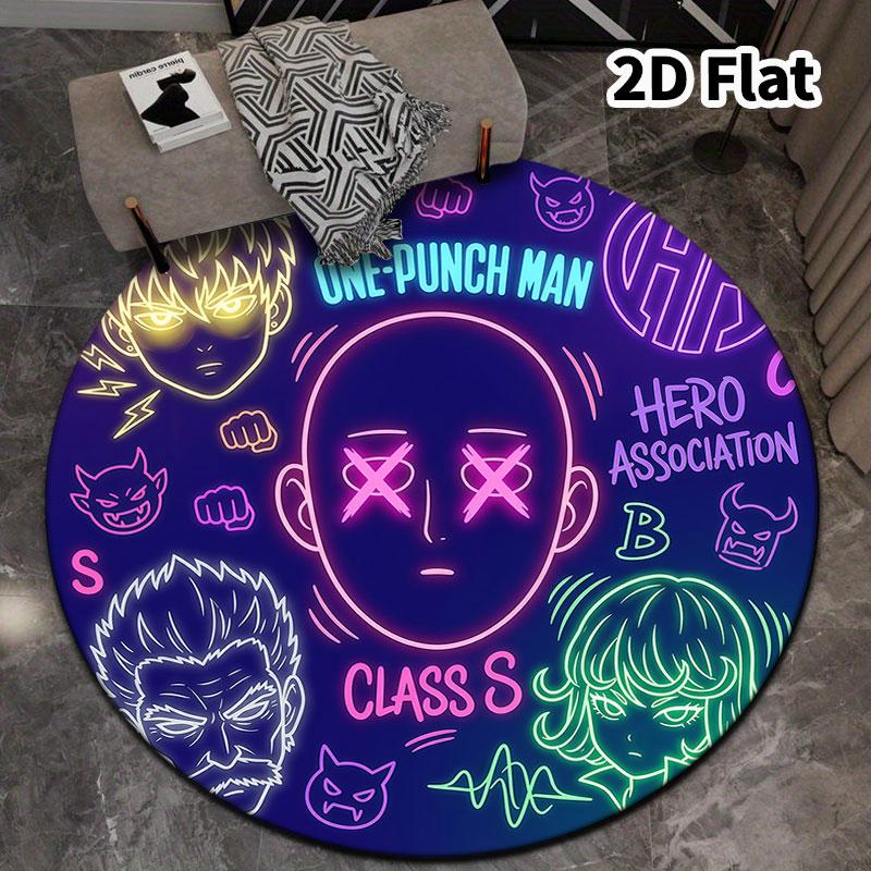 Onepunch Man Round Area Rug Carpet Rug For Living Room Bedroom Sofa Playroom Decor Nonslip Floor Mat