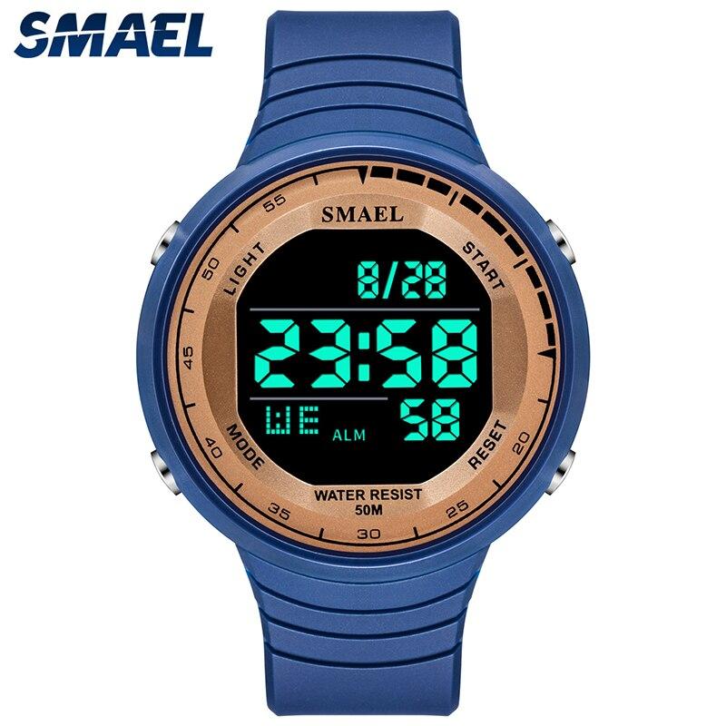 SMAEL Мужские часы, цифровые 50 м, водонепроницаемые спортивные наручные часы, секундомер, будильник, мужские часы с автоматической датой 1925, военные цифровые часы