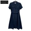 Navy Linen Belted Shirt Dress Dress XS NavyUsed