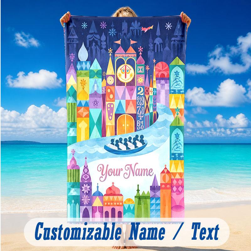 Adventure Journey Theme Beach Towel Personalized Custom Name & Text Soft Quick Dry Beach Towel for Swimming Travel