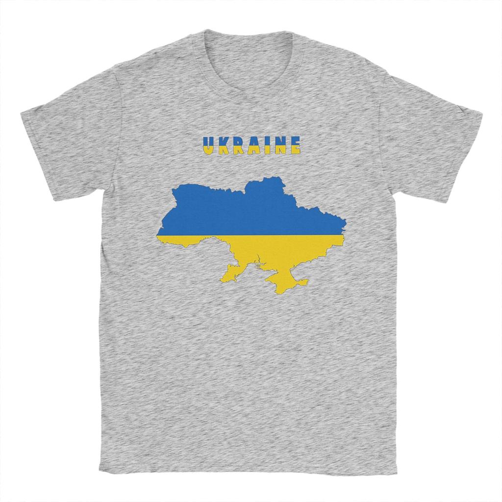 Футболка из чистого хлопка для мужчин с изображением флага Украины внутри карты Украины Пляжная Забавная футболка с круглым вырезом Оверсайз Одежда для дропшиппинга