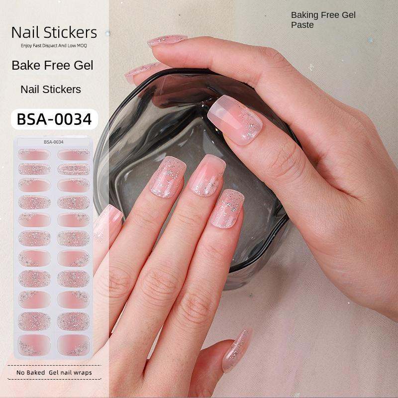Bake-free Gel Manicure Stickers French Onion Powder Semi-cured Nail Stickers