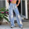 Fashion Print Hot Silver High Waist Denim Long Pants for Women Trendy Pockets Straight Jeans Female 2025 Spring Autumn Female Party Jean