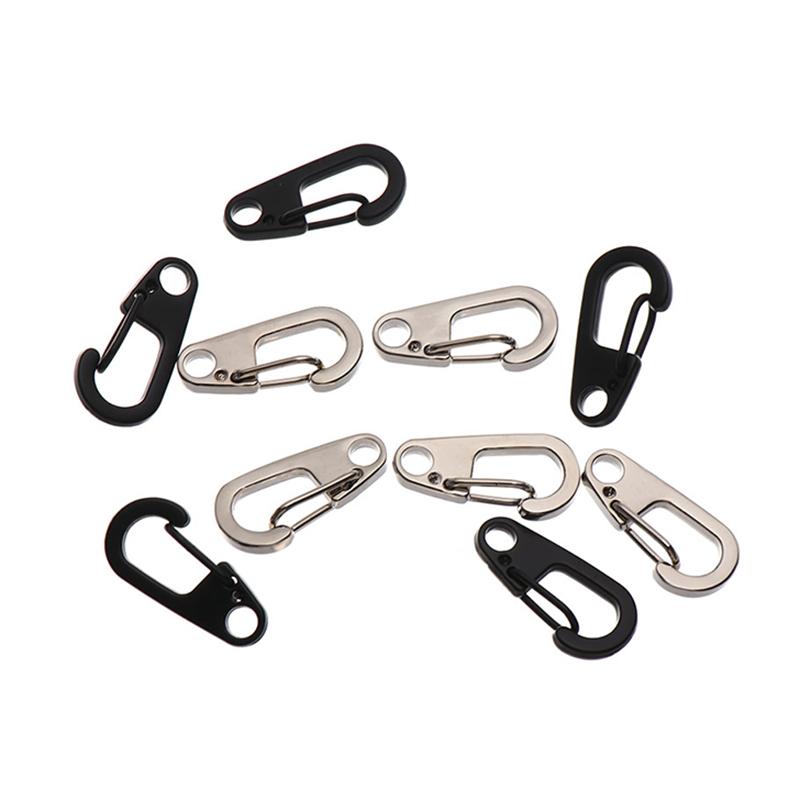 10 шт. D-образный карабин с D-образным кольцом, пружинные зажимы для брелока, мини-пряжка из алюминиевого сплава для выживания, EDC, походного снаряжения, брелок для ключей