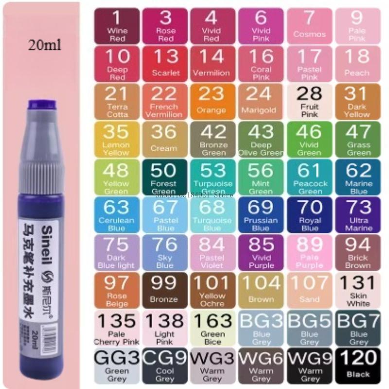 60 Color Marker Pen Refill Liquid Special Ink Art Supplies Students Painting Creation Drawing Book Graffiti Watercolor Paint