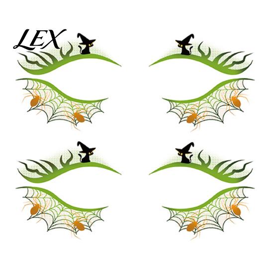Removable Face Tattoo Stickers 2 Pairs Halloween Eye Stickers, Waterproof Temporary Decals with Costume Accessories Pumpkin Bat Spider Web, Easy Apply