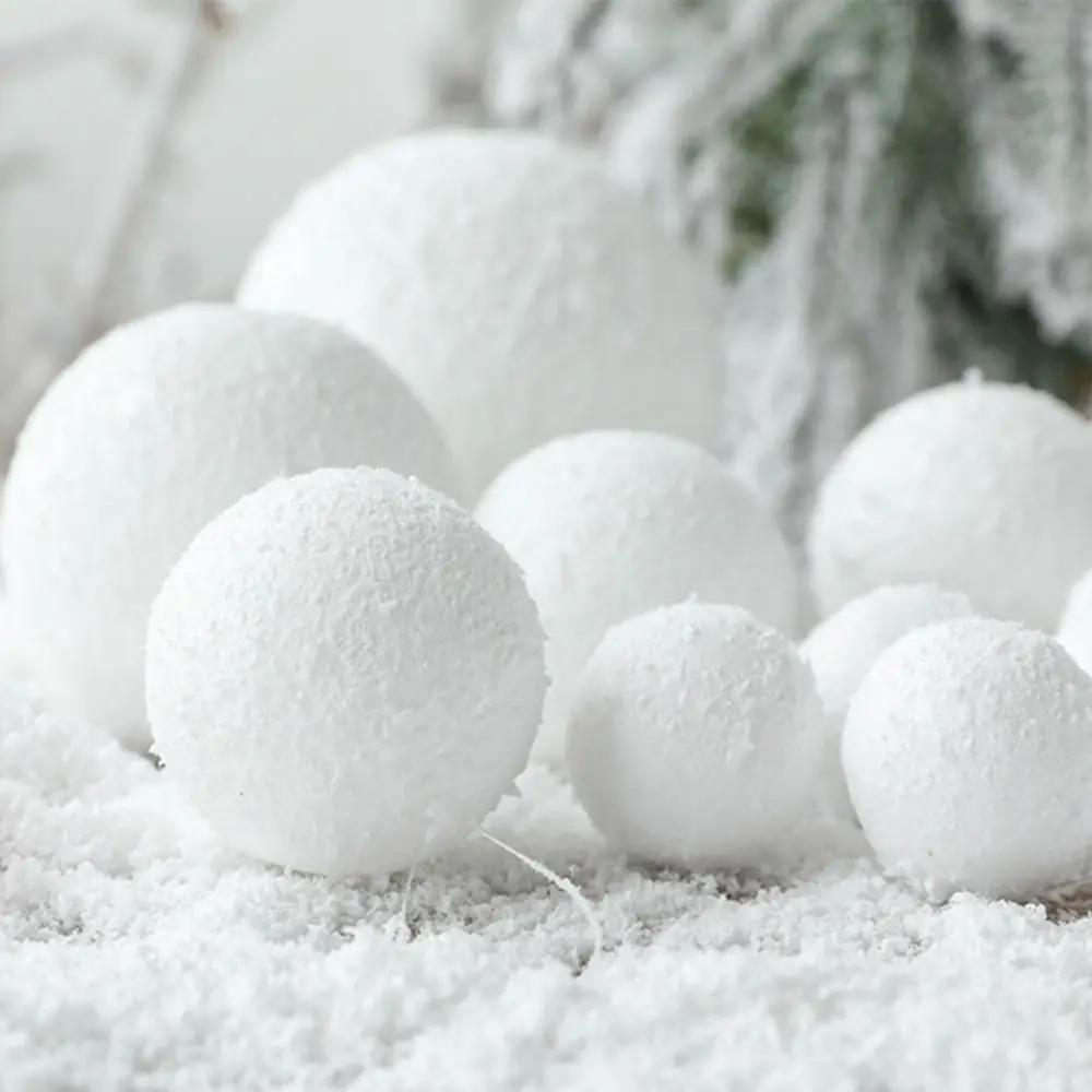 6pcs Round White Foam Christmas Balls 4/6/8CM Xmas Tree Hanging Pendant  New Year Gift