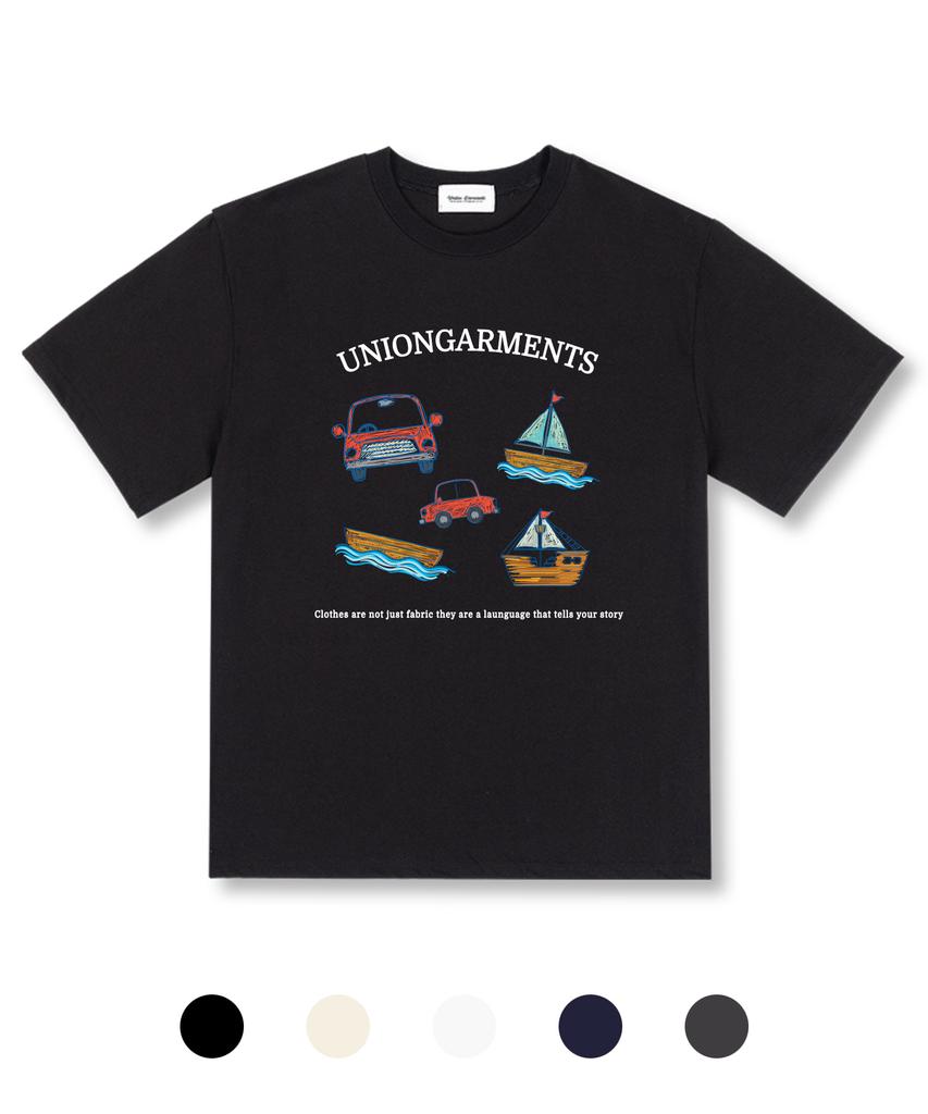 UNION GARMENTS Футболка оверсайз с коротким рукавом Carship Sketch 5 цветов