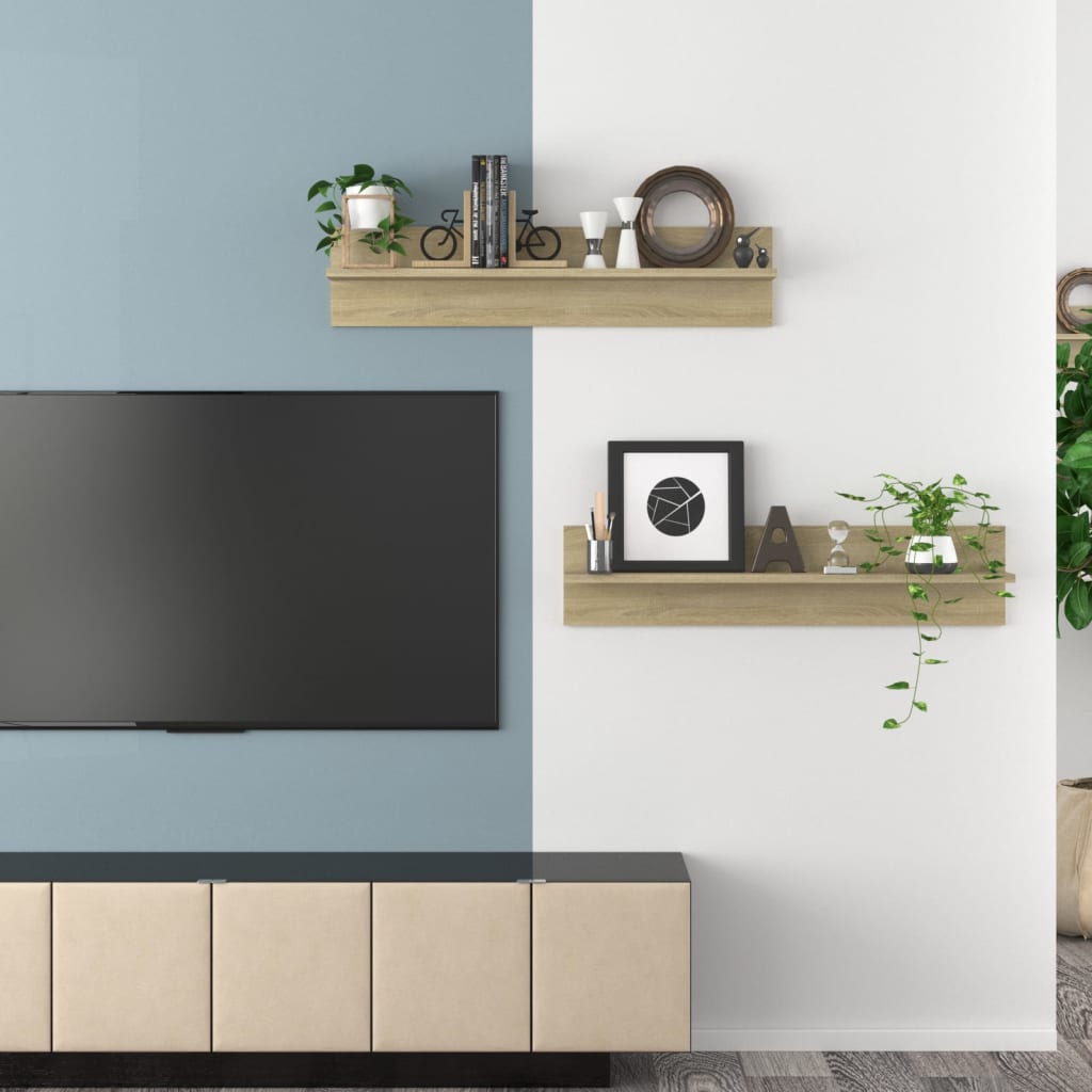 Wall Shelves 2 pcs Sonoma Oak 80 x 11.5 x 18 cm Wood Based Material