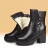 Winter Women's Boots Luxury Casual Leather Boot Fashion High Heel Ankle Boots for Women Plush Warm Snow Boot Botas Mujer
