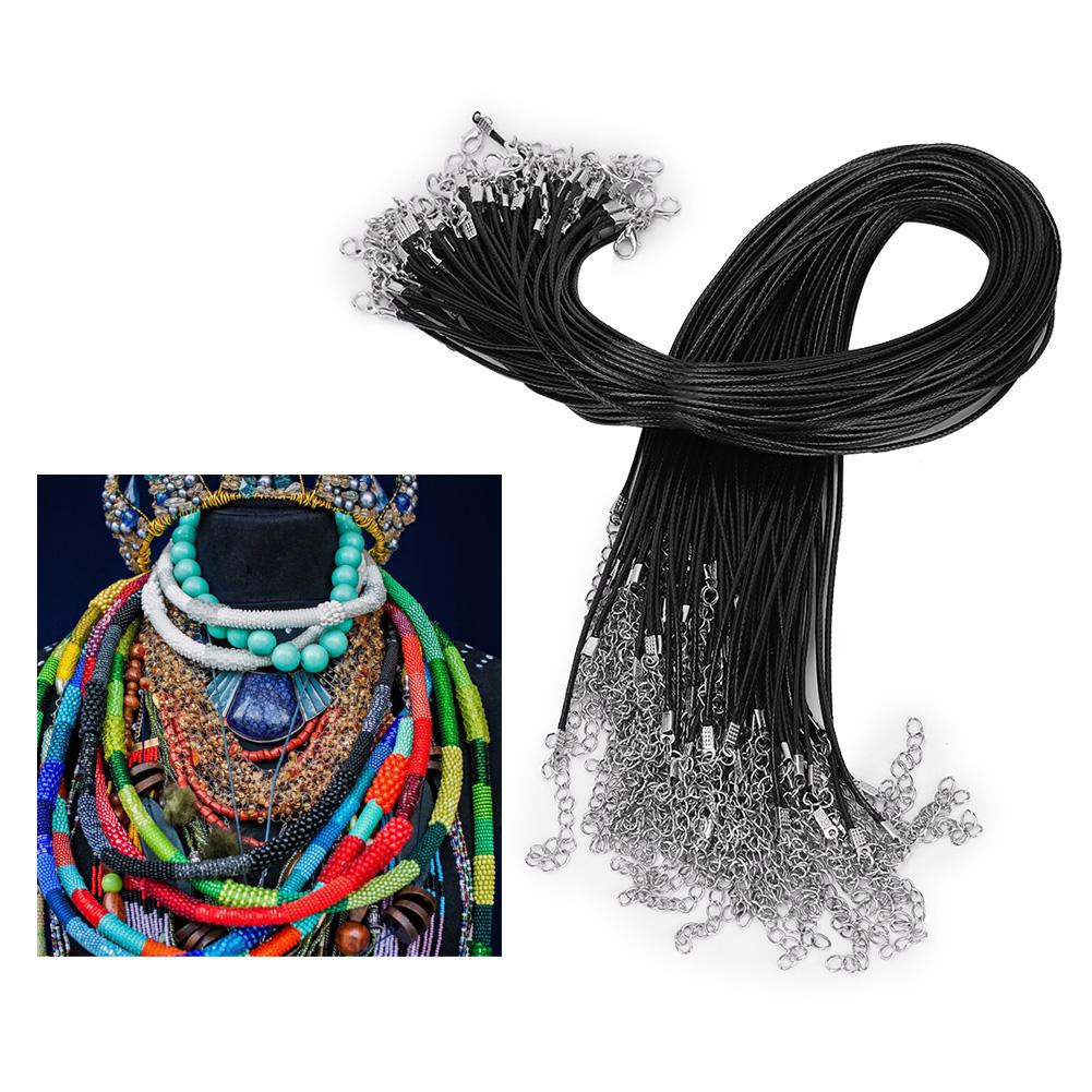 100 шт. Застежка-карабин из вощеной веревки, вощеная нить, кожаный шнур, ожерелье, ювелирные изделия своими руками, аксессуар