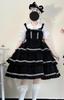 Lolita JSK Ruffle Dress Cosplay Jumper Skirt [Lady Lazy] (Black)